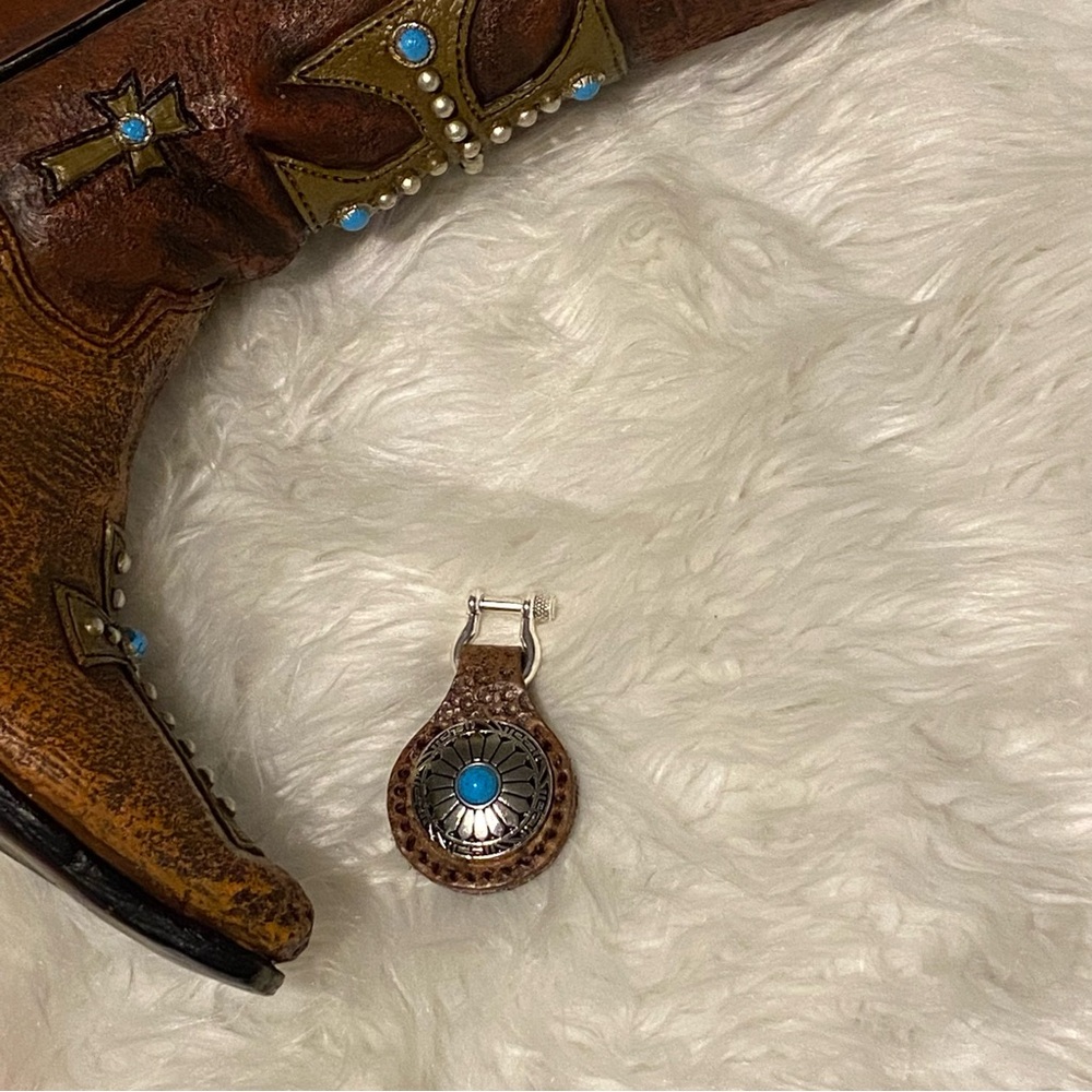 Western handmade Keychain with Turquoise Accents